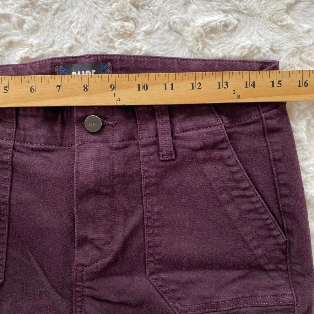 PAIGE Mayslie Jogger Pants Women 28 Maroon Utility Cargo Ankle Zip Stretch